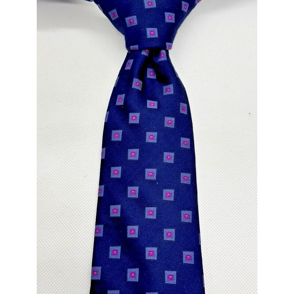Michael Kors Tie Jacquard Navy Pink Square 58" 3.25"W.